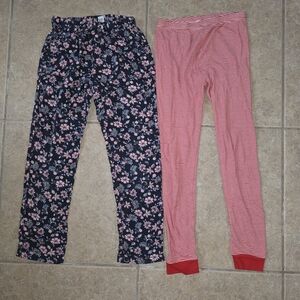 Gap Kids black floral leggings and Carter's red striped leggings bundle Size L12